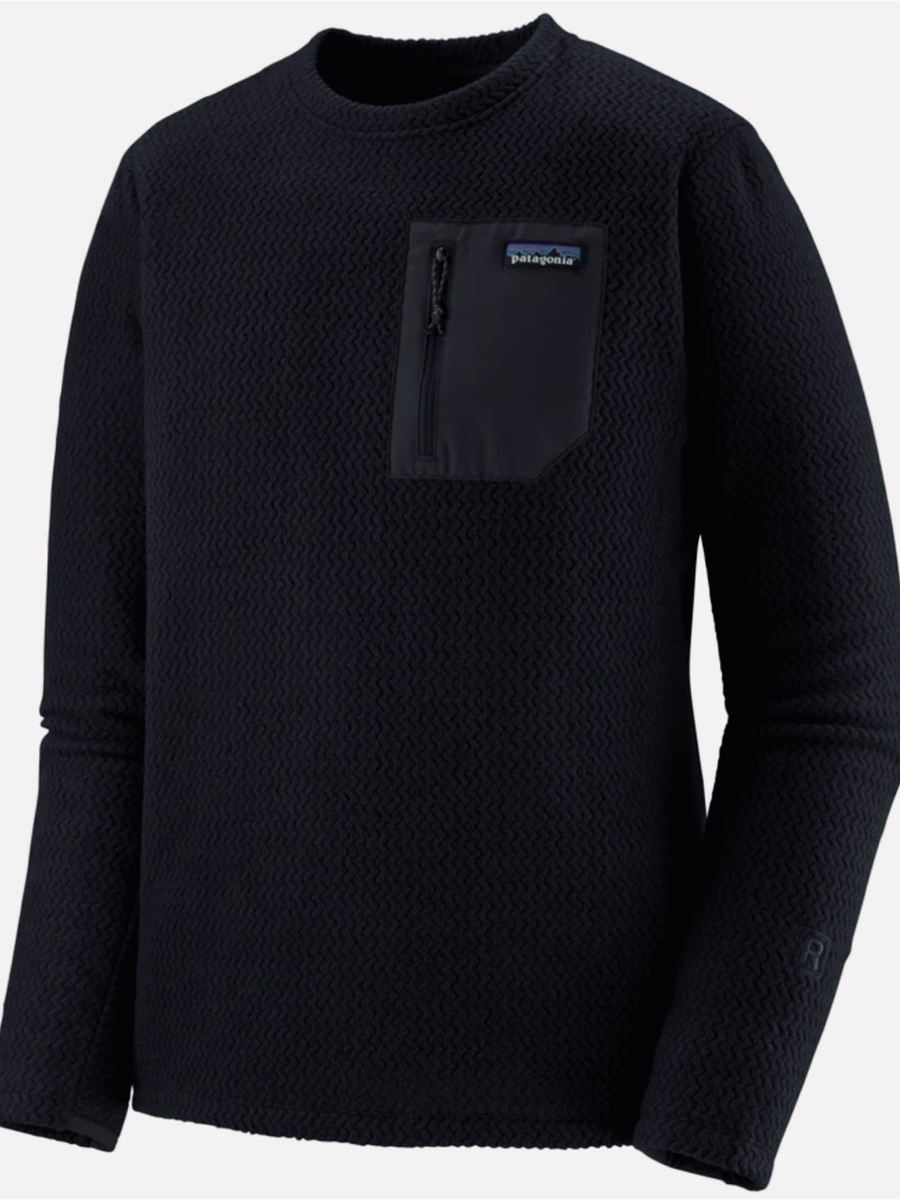 Patagonia Men's R1 Air Crew Black Fleece Pullover Sweater XL Hollow Core Knit